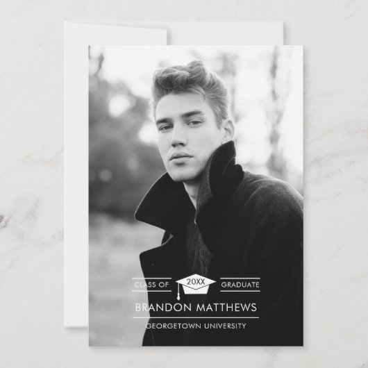 Grad Cap写真卒業のお知らせ 案内状 (正面)