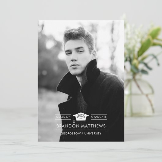 Grad Cap写真卒業のお知らせ 案内状 (スタンド正面)