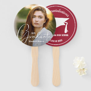 Grad Cap大学院フォトクリムゾン ハンドファン