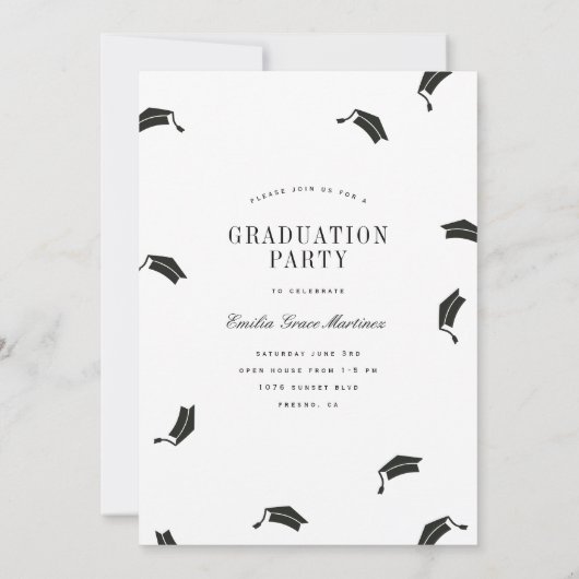 Grad Cap Archフォトスクリプトエレガントの卒業 案内状 (裏面)