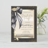 Grad Cap,Black Bow Wine Glass,Confetti  招待状 (スタンド正面)