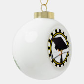 Grad Cap & Diplomaとスクールカラーブラックと金ゴールド セラミックボールオーナメント (左)