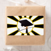 Grad Cap & Diplomaとスクールカラーブラックと金ゴールド ラベル (インサイチュ)