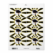 Grad Cap & Diplomaとスクールカラーブラックと金ゴールド ラベル (フルシート)