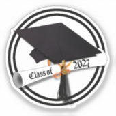 Grad Cap Diploma Class of 2027 Graduation シール (正面)