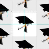 Grad Cap Diploma Class of 2027 Graduation ファブリック (タイル)