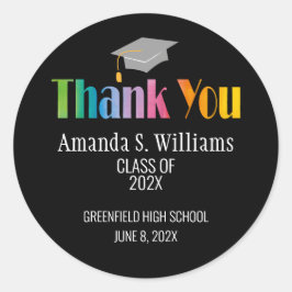 Grad Cap Graduationありがとう ラウンドシール
