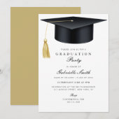 Grad cap modern graduation ceremony 招待状 (正面/裏面)