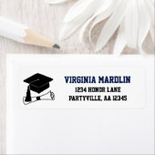 Grad Cap Navy卒業アドレス ラベル (インサイチュ)