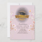  Grad Cap,Wildflowers Photo Purple Graduation  招待状 (正面)