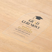 Grad Ceremony Gold and Gray Retro Typography アクリル招待状 (レイダウン)