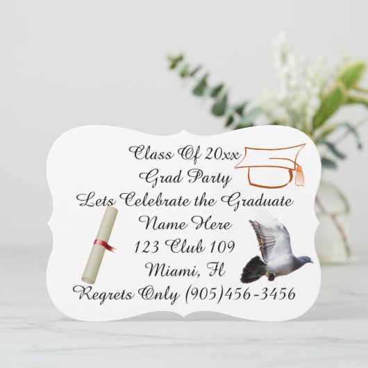 Grad Class ファンシー Doves Peace Personalize Name 招待状 (スタンド正面)