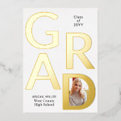 GRAD Class of 2025写真卒業のお知らせ 箔招待状 (正面)