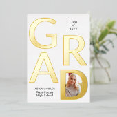GRAD Class of 2025写真卒業のお知らせ 箔招待状 (立ち正面)