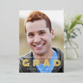 GRAD Class of 2025 Photo Gradationゴールドフォイル 箔招待状 (立ち正面)
