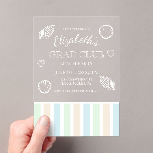 Grad Club Beach Party アクリル招待状 (インサイチュ (ポータブル))