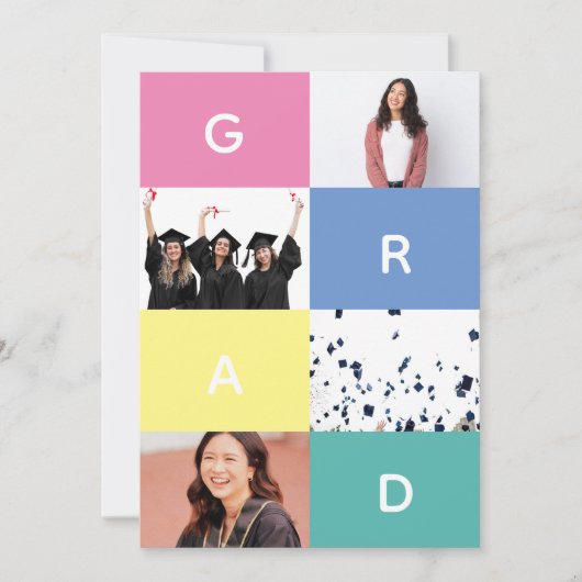 GRAD COLOR BLOCKS写真数々のの卒業 案内状 (正面)
