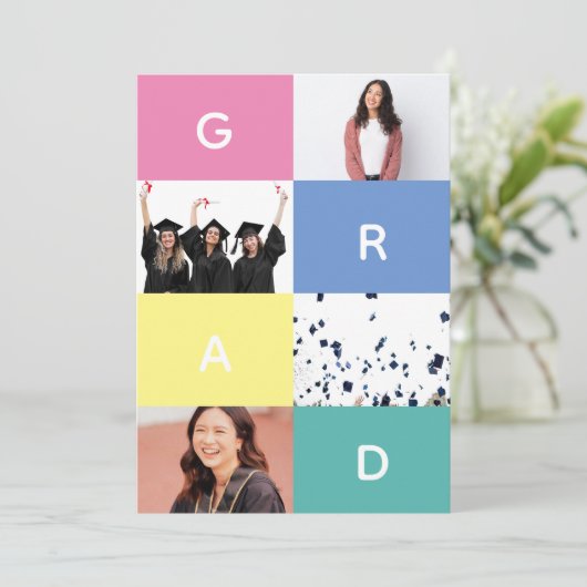 GRAD COLOR BLOCKS写真数々のの卒業 案内状 (スタンド正面)