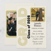 Grad Cream Background Picture Graduation  招待状 (正面/裏面)