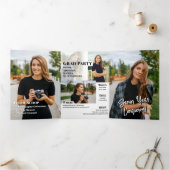 Grad Era Trendy Graduation Magazine Photo Collage 三つ折り招待状 (内部)