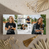 Grad Era Trendy Graduation Magazine Photo Collage 三つ折り招待状