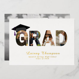 GRAD Foil Typography 4 Image Graduation  箔招待状