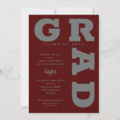 GRAD GRAY on Dark Maroon卒業 招待状 (正面)