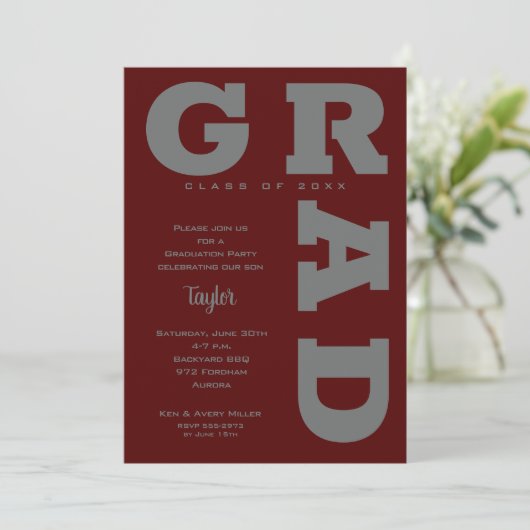 GRAD GRAY on Dark Maroon卒業 招待状 (スタンド正面)