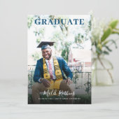 Grad In CapおよびGown写真の卒業発表 招待状 (スタンド正面)