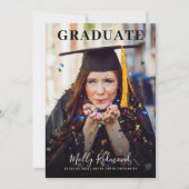 Grad In CapおよびGown写真の卒業発表 招待状 (正面)