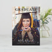 Grad In CapおよびGown写真の卒業発表 招待状 (スタンド正面)