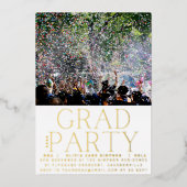 GRAD PARTY | 2023年卒 金色モダンな楽しさ 箔招待状 (正面)