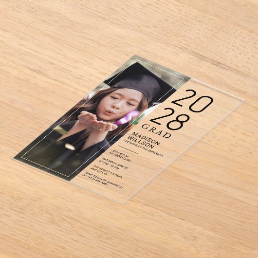 Grad Party Custom Photo アクリル招待状 (レイダウン)