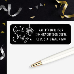 Grad Party Disco Ball Return Address ラベル