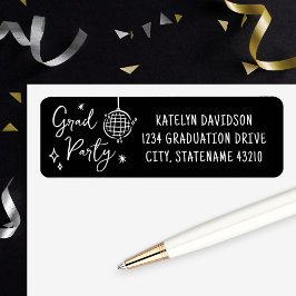 Grad Party Disco Ball Return Address ラベル