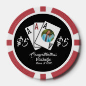 Grad Party Favy Vegas Chips, パーソナライズされた Photo ポーカーチップ (正面)