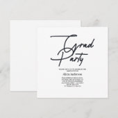 Grad Party Invitation | Hathama Script Black White ノートカード (正面/裏面)