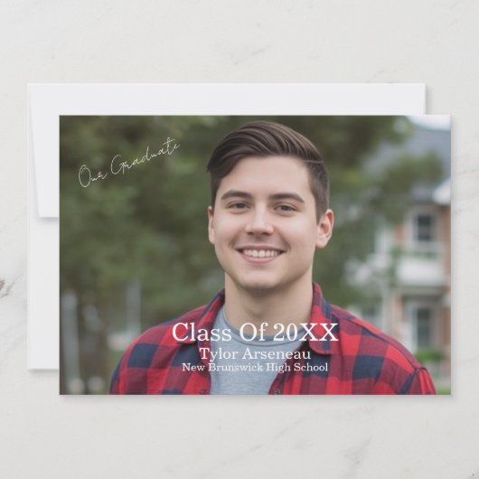  Grad Party Photo Calligraphy Personalize サンキューカード (正面)