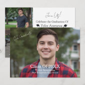  Grad Party Photo Calligraphy Personalize サンキューカード (正面/裏面)