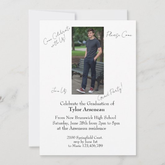  Grad Party  Photo Invitation Personalize カード (裏面)