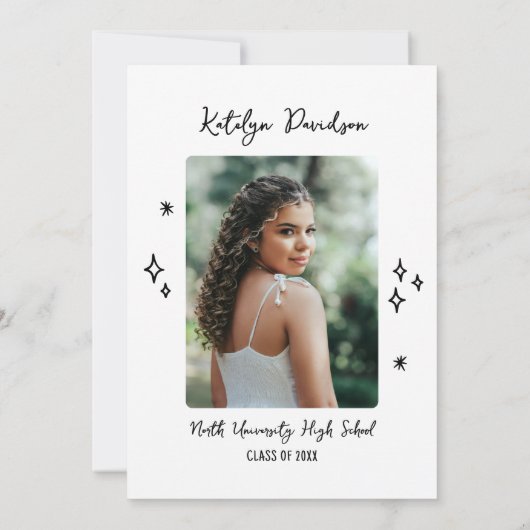 Grad Party Whimsical Doodle Frame 招待状 (裏面)