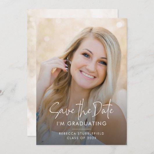 Grad Photo 2025 Save the Date Gradation 案内状 (正面/裏面)