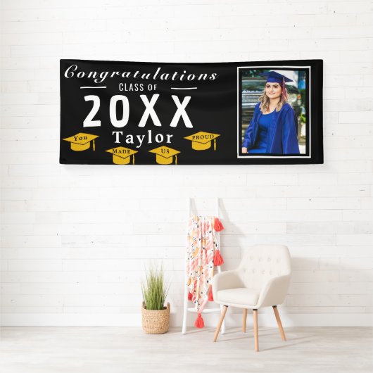 Grad Photo Banner - Personalized Congrats Custom 横断幕 (インサイチュ)