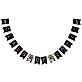 Grad Photo, Cap Tassel Diploma, Silver金ゴールド，ブラック バンティングフラッグ