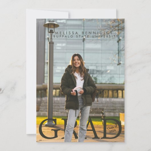 GRAD Photo Party Green Gray Invite 招待状 (正面)