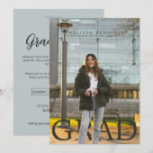 GRAD Photo Party Green Gray Invite 招待状 (正面/裏面)