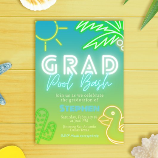 Grad Pool Bash - Pool Party  招待状