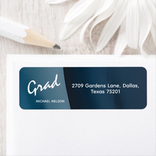 Grad Return Address Label Ocean Blue ラベル (インサイチュ)