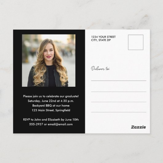 Grad Scriptエレガント写真の卒業 ポストカード (裏面)