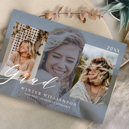 Grad Script モダン Blue Overlay Grad Three Photo I 招待状